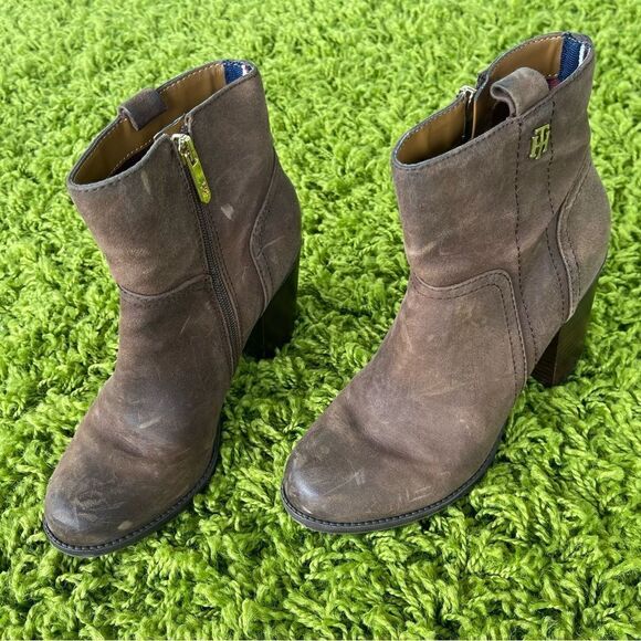 LEATHER TOMMY HILFIGER BOOTS ANKLE 6.5 - Picture 5 of 10